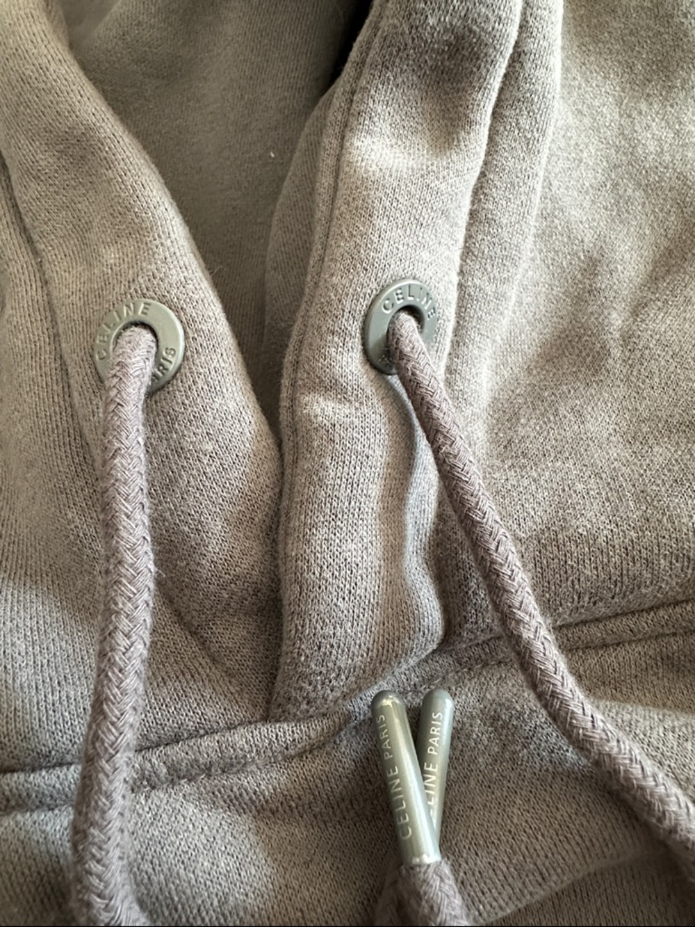 Celine Embossed Gray Men's Hooded Sweatshirt - Picture 3 of 4